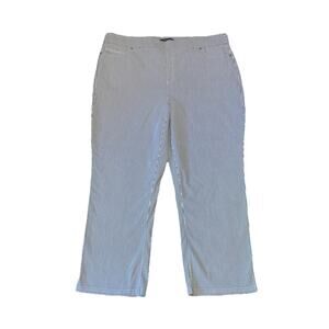 Mario Serrani Pants Womens XL Blue White Stripe Crop Capri Stretch Pull On